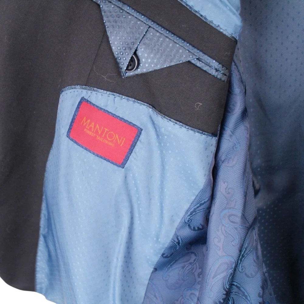 Mantoni 100% Fine Wool Navy Two Button‎ Sport Coat Blazer 46R Mens
